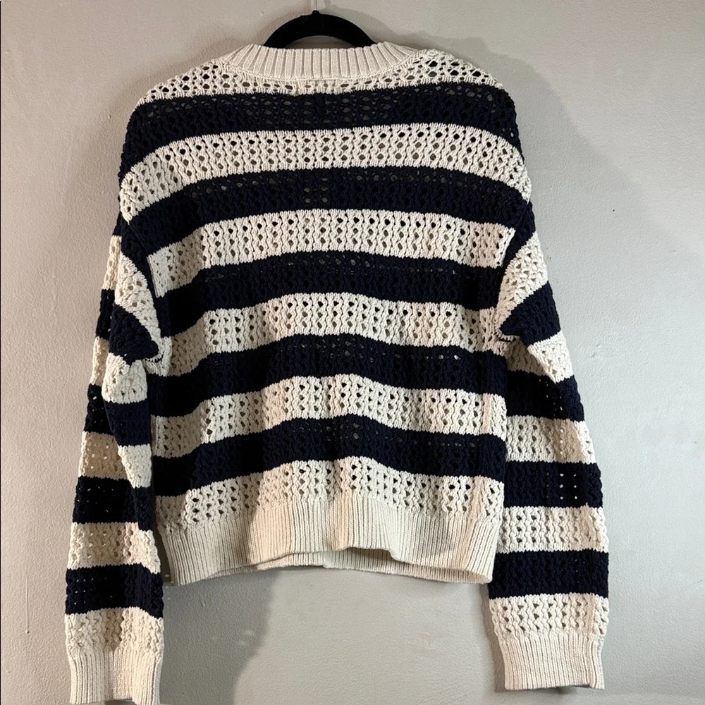 Universal Thread Crochet Striped Sweater Navy Cream NWT - Size XL - Picture 3 of 6